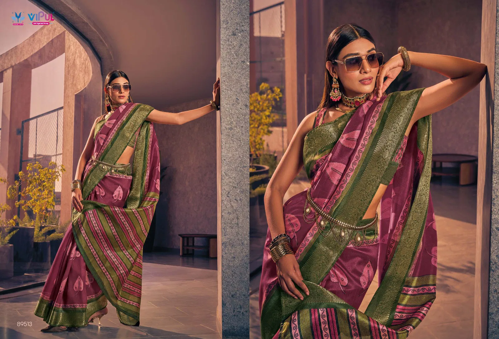 Venus Silk By Vipul Two Tone Silk Woven Border Saree Wholesalers In Delhi